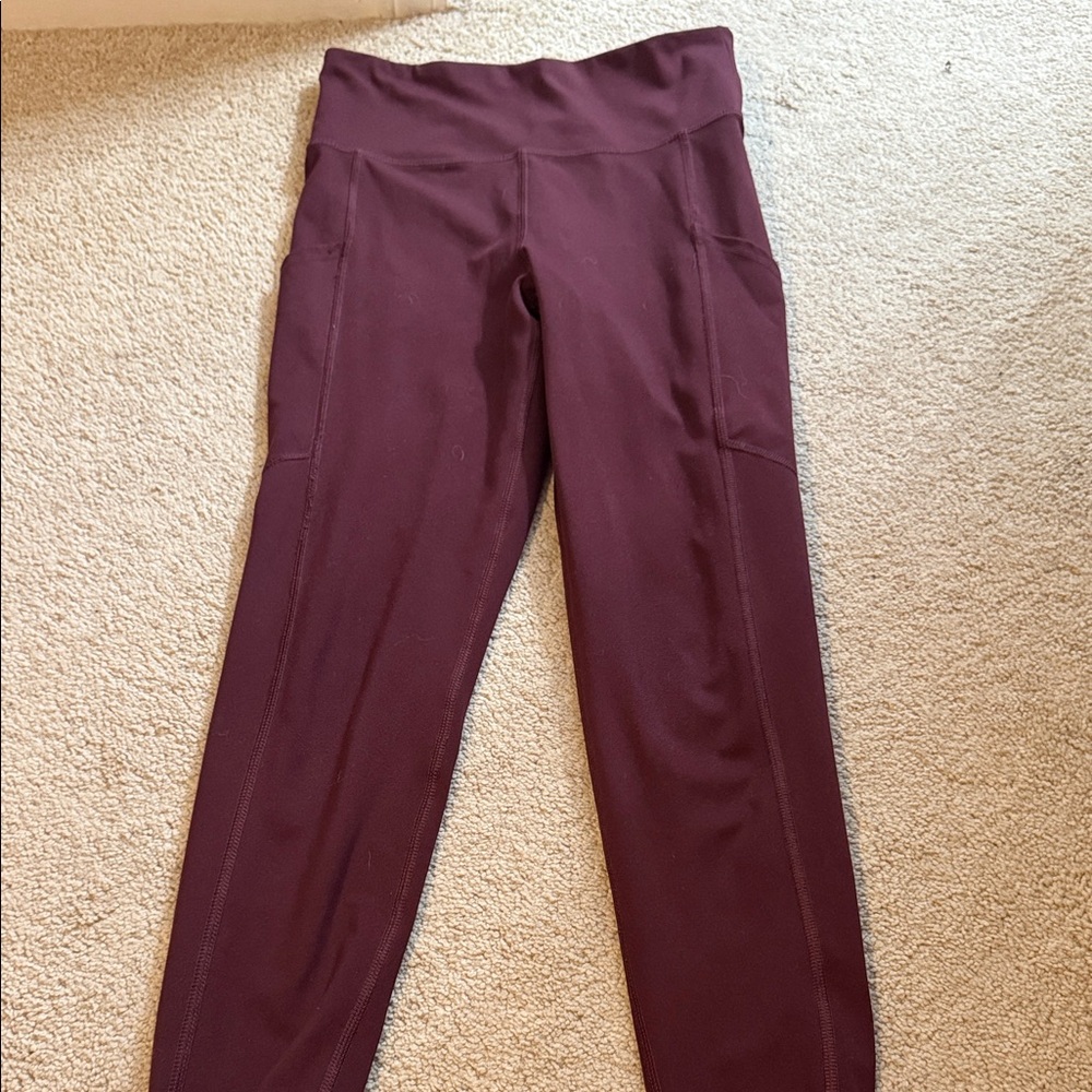 American Eagle Outfitters Maroon High-Waisted Leggings